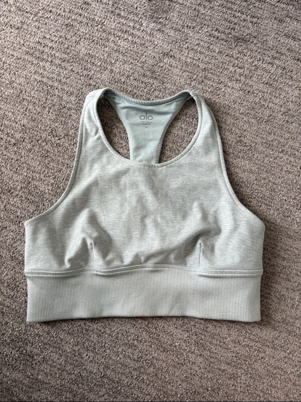 ALO Yoga Light Heather Mint Green High Neck Racerback Sports Bra medium